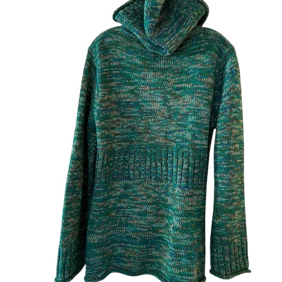 Tiara green knit fitted cardigan button down hooded sweater size Xl - Picture 4 of 11